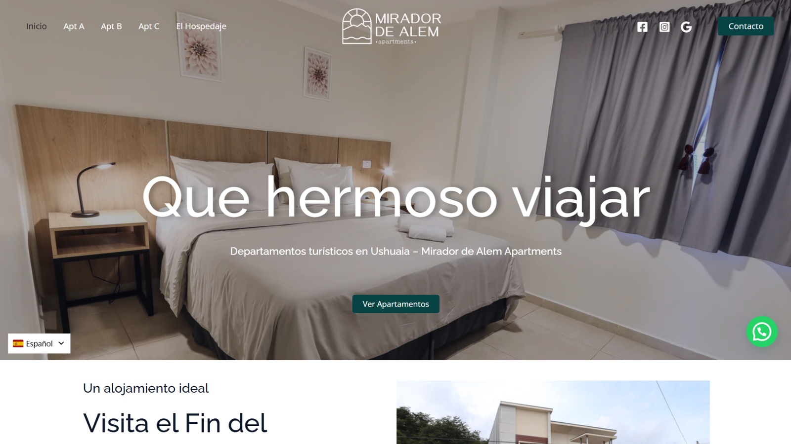 Sitio web institucional para Mirador de Alem Apartments