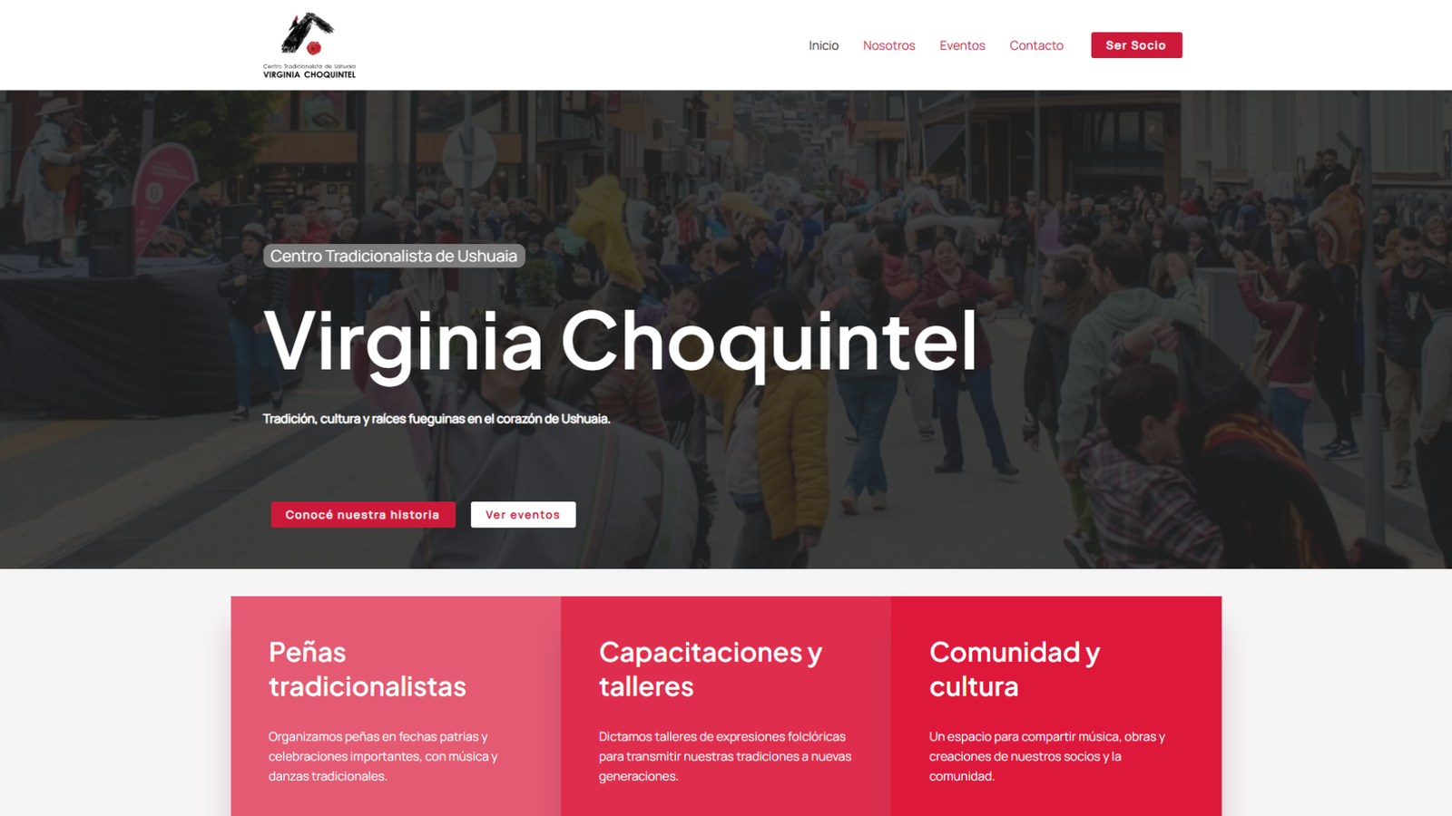 Diseño de sitio web institucional con blog para el Centro Tradicionalista de Ushuaia Virginia Choquintel, Tierra del Fuego
